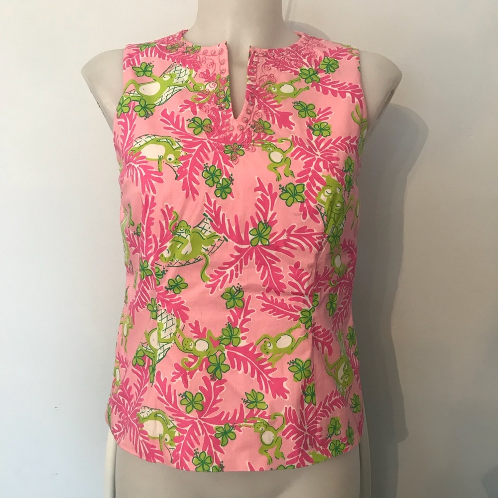 Lily Pulitzer Mommy & Me Monkey Print tank top Sz4